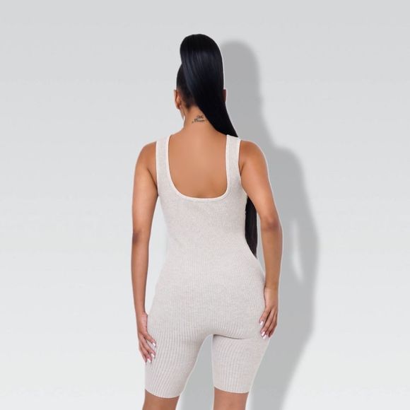 Cream Ribbed Romper - Picture 2 of 4